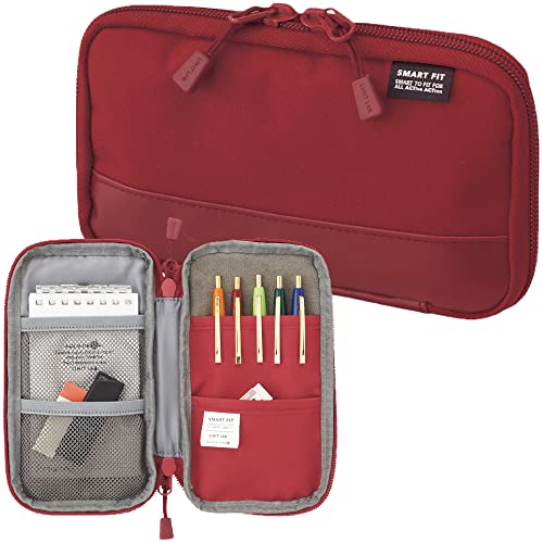 LIHITLAB Compact Pen Case, Water & Stain Repellent, Red