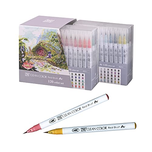 Kuretake ZIG Clean Color Real Brush Marker, 120 Colours set, Made in Japan