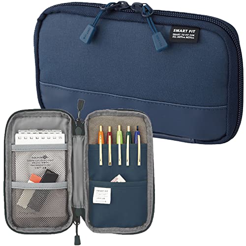 LIHITLAB Compact Pen Case, Water & Stain Repellent, Navy