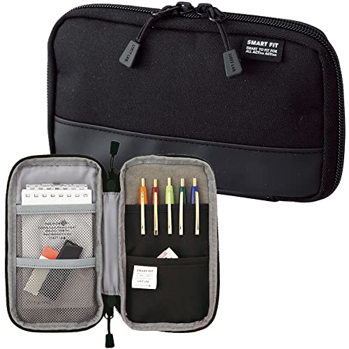 LIHITLAB Compact Pen Case, Water & Stain Repellent, Black