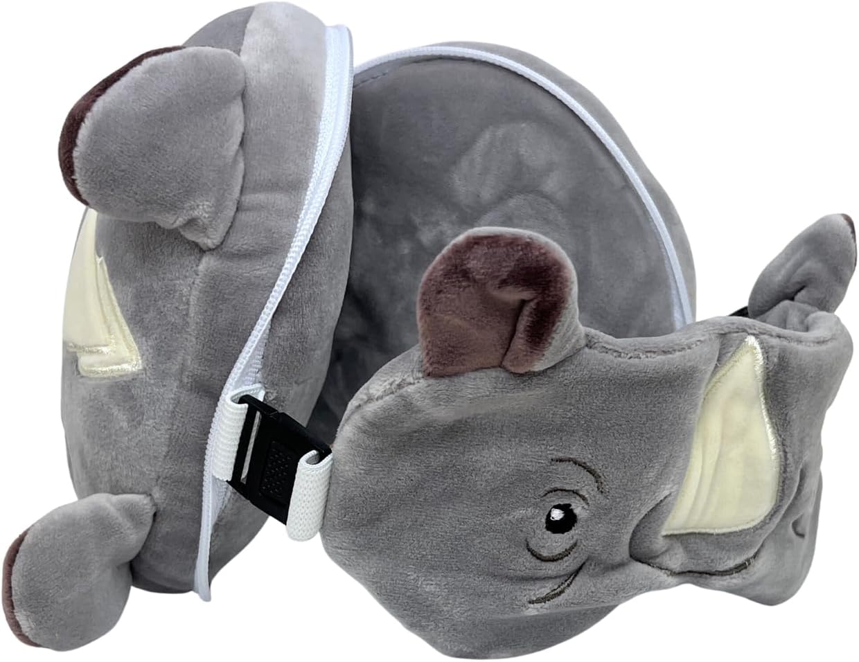 Rhino Round Plush Travel Pillow & Eye Mask