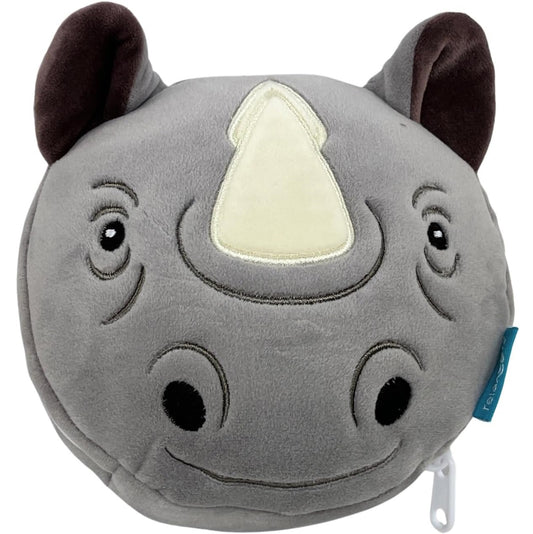 Rhino Round Plush Travel Pillow & Eye Mask