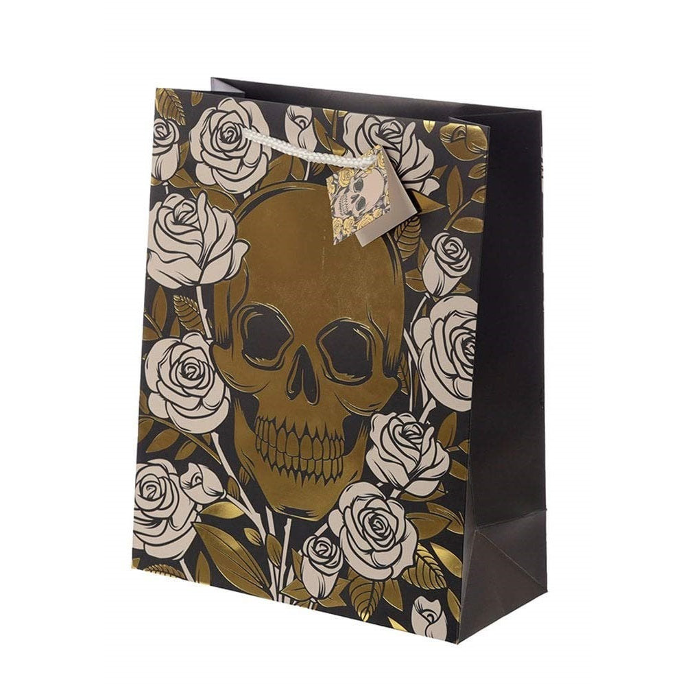 Puckator Miss Pretty London Skulls Roses Metallic Large Gift Bag