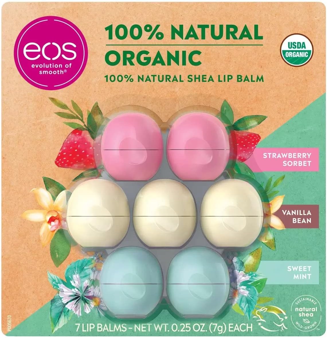 EOS 100% Natural Shea Lip Balm, 7 x 7g