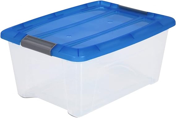 Iris 15L x 6 Stackable Plastic Storage Boxes with Lid & Closing Clips