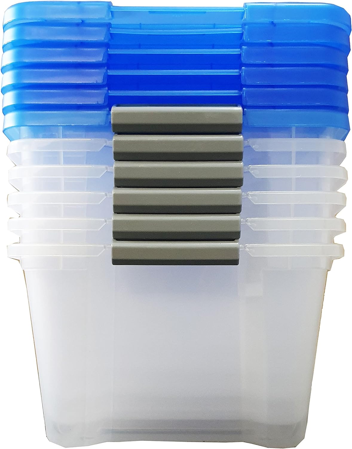 Iris 15L x 6 Stackable Plastic Storage Boxes with Lid & Closing Clips