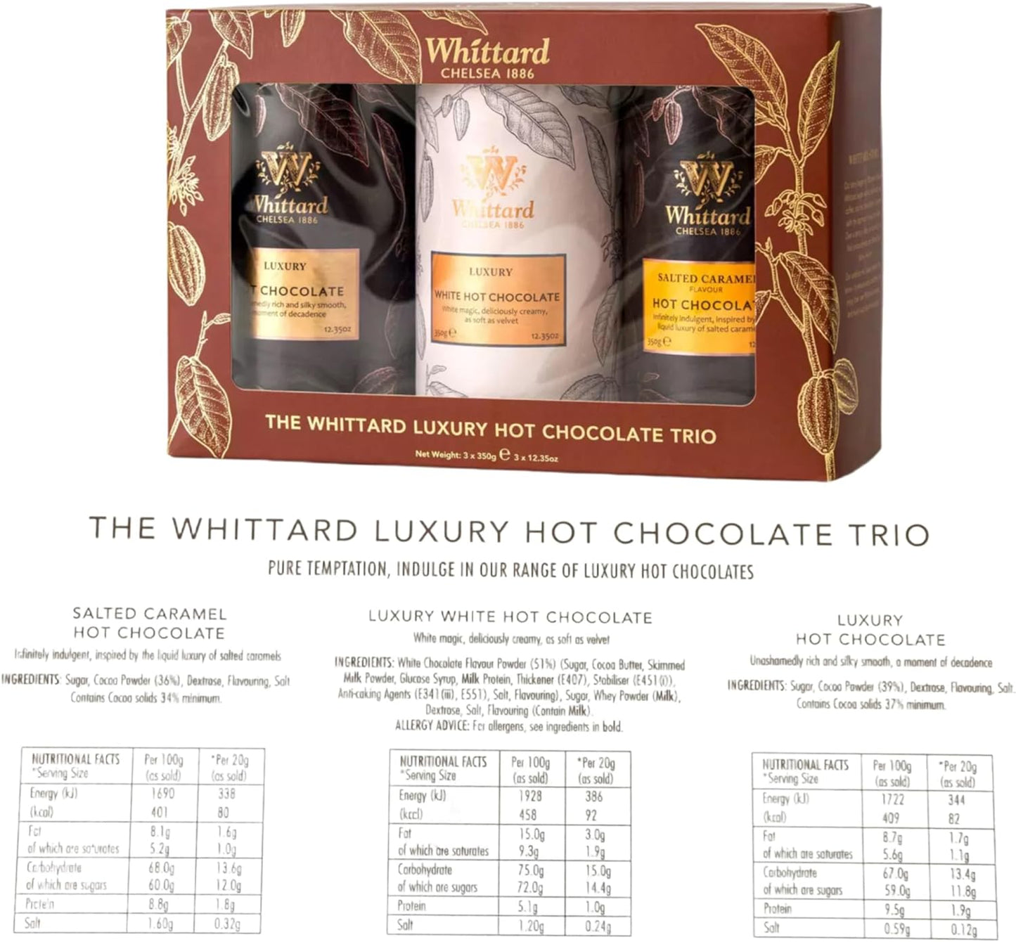 Whittard of Chelsea Luxury Hot Chocolate 3 x 350g