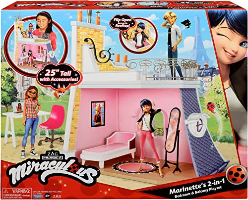 Miraculous 2in1 Balcony Bedroom Dolls House and Accessories Playset